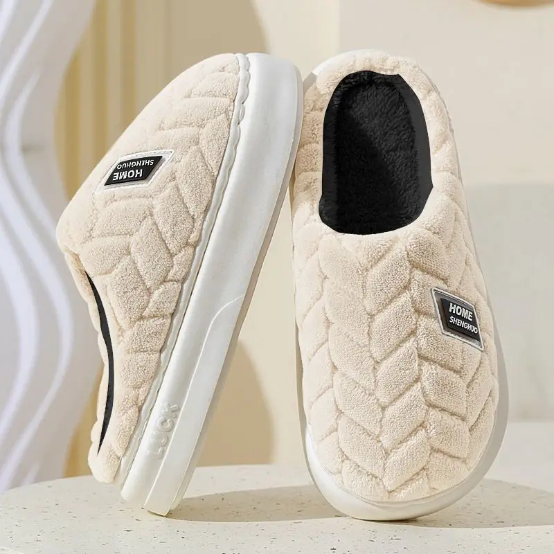 Stuffed Warm Cotton Slippers for Men 2025 New Autumn and Winter Indoor Home Non-Slip Thick-Soled Cotton Slippers for Women