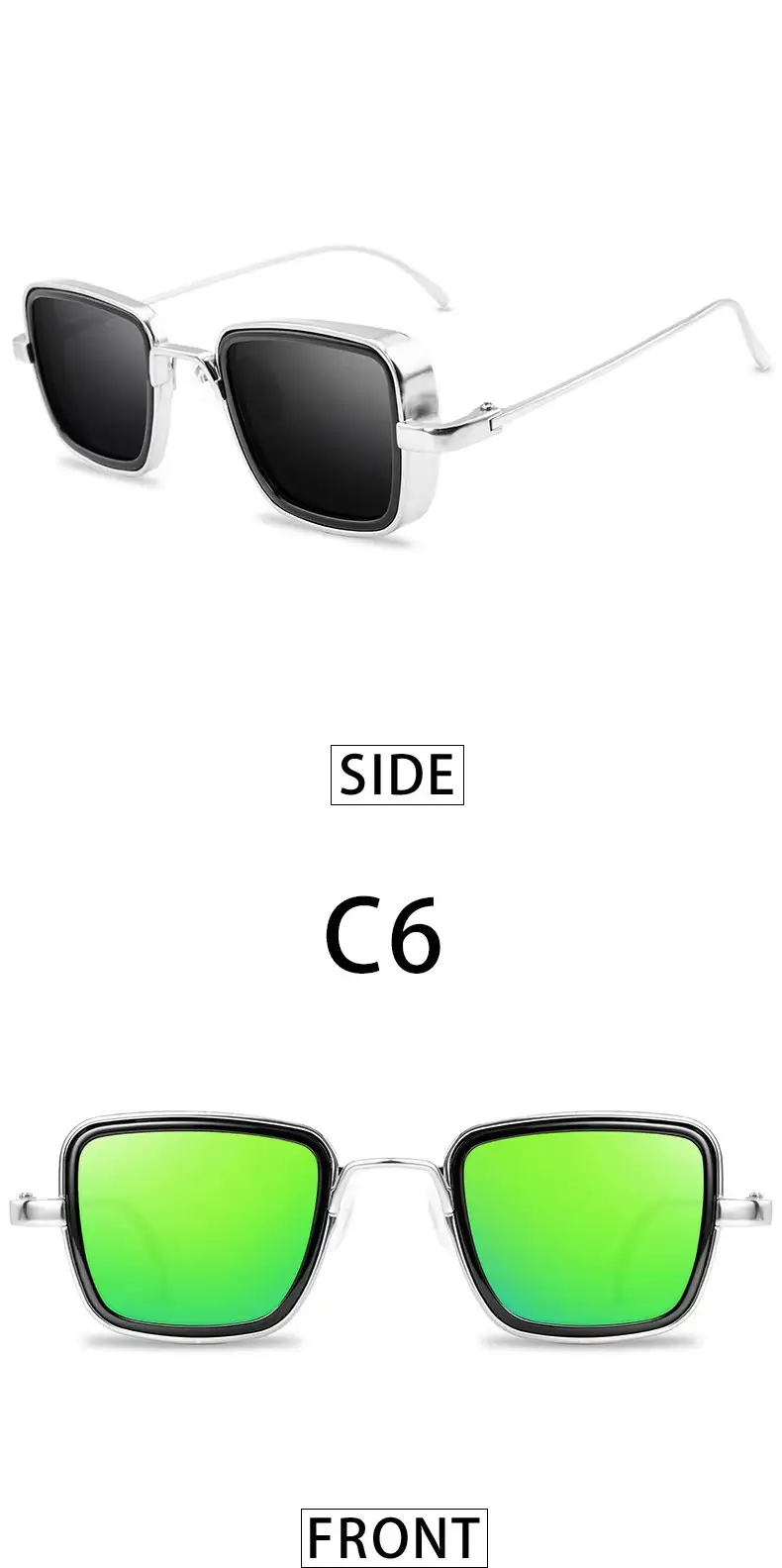 2025 Square Frame Metal Sunglasses Blue Mirror β feature 10