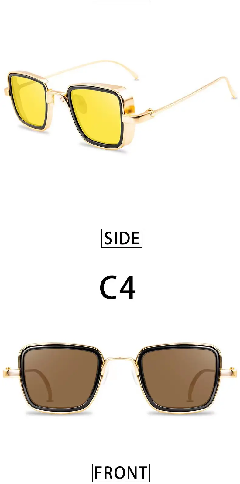2025 Square Frame Metal Sunglasses Blue Mirror β feature 8