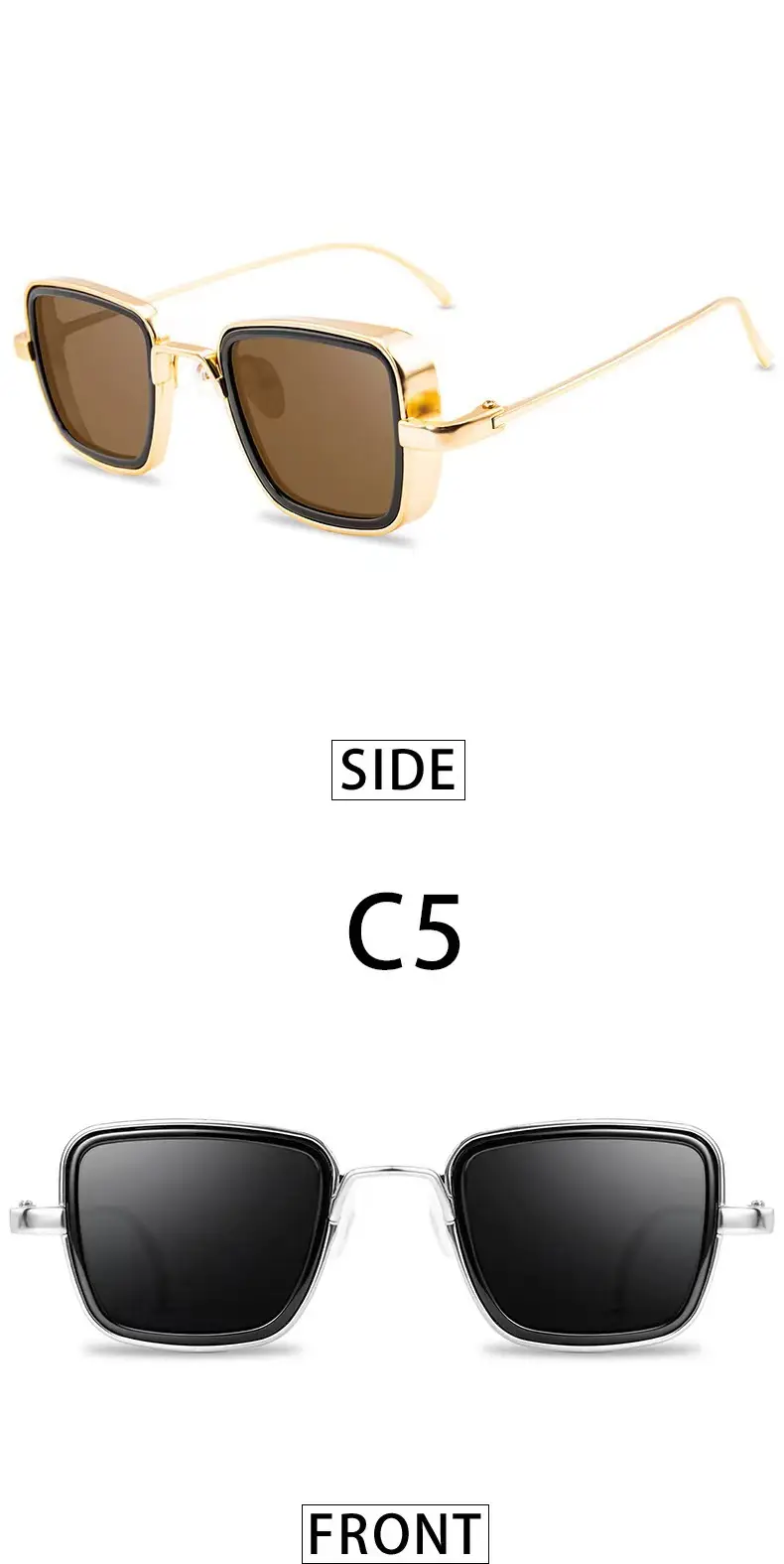 2025 Square Frame Metal Sunglasses Blue Mirror β feature 9