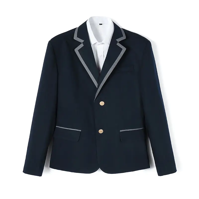 Dark Blue Men's Jacket with White Trim
