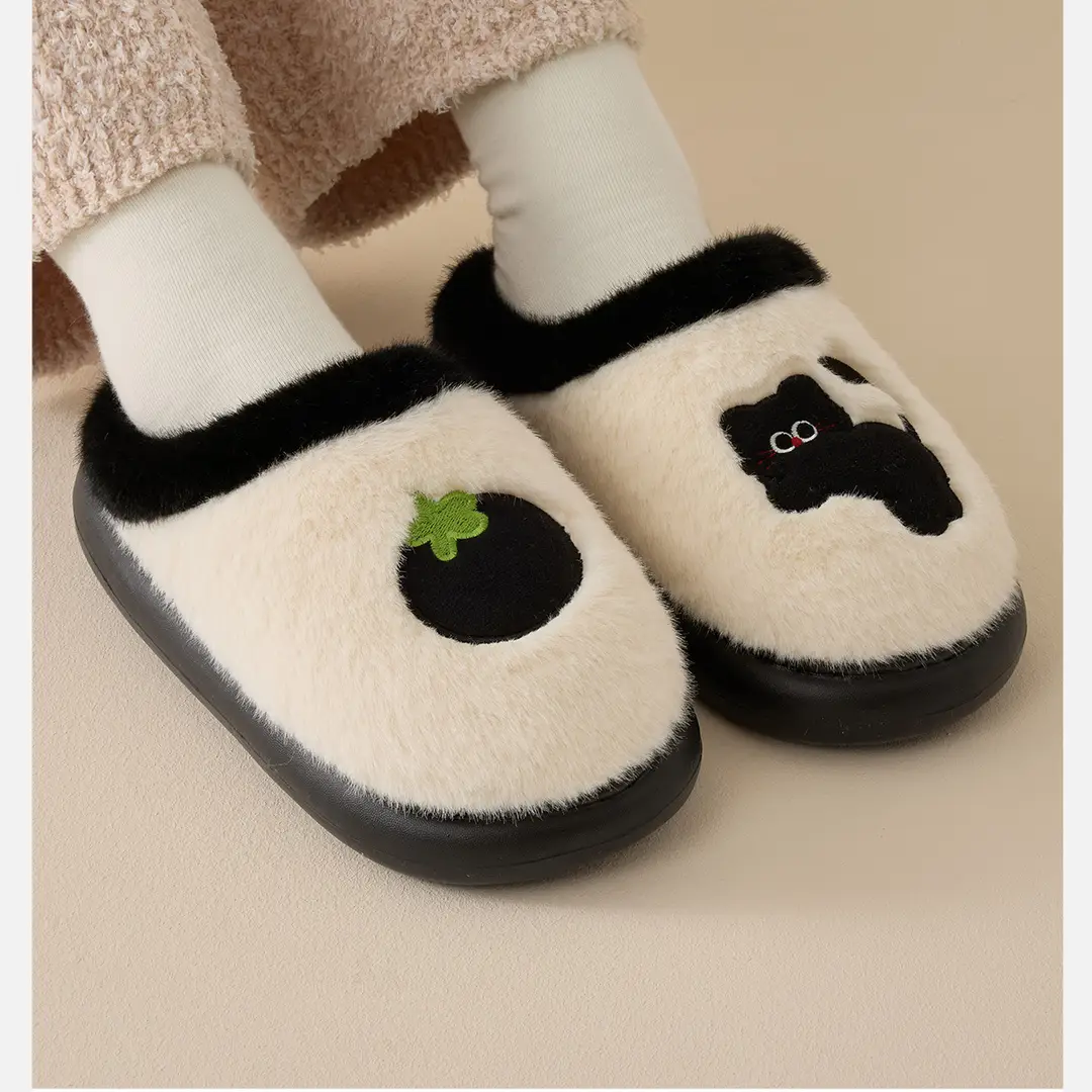 Cute Cartoon Cotton Slippers for Women 2025 Winter New Indoor Home Fleece-Lined Warm Plush Slippers — feature 13