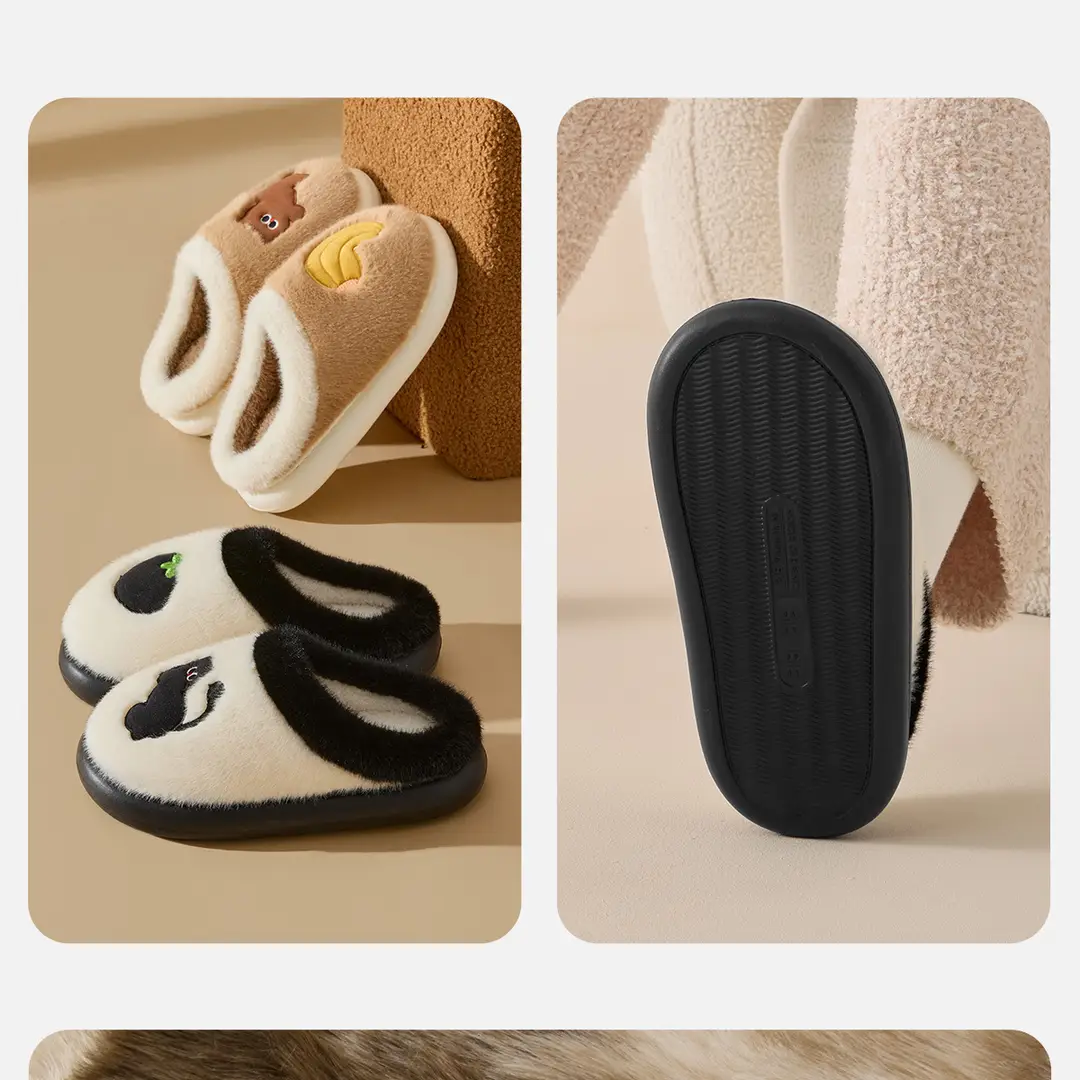 Cute Cartoon Cotton Slippers for Women 2025 Winter New Indoor Home Fleece-Lined Warm Plush Slippers — feature 21