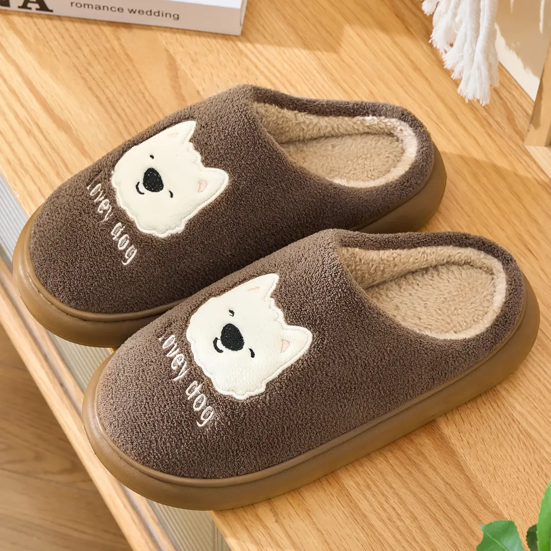 Cute Cartoon Cotton Slippers for Women 2025 Winter New Indoor Home Fleece-Lined Warm Plush Slippers - Image 8