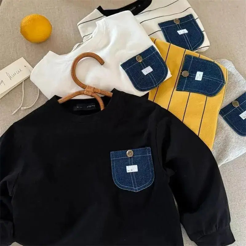 Black Long Sleeve T-Shirt for Boys Girls Pocket Design — feature 7