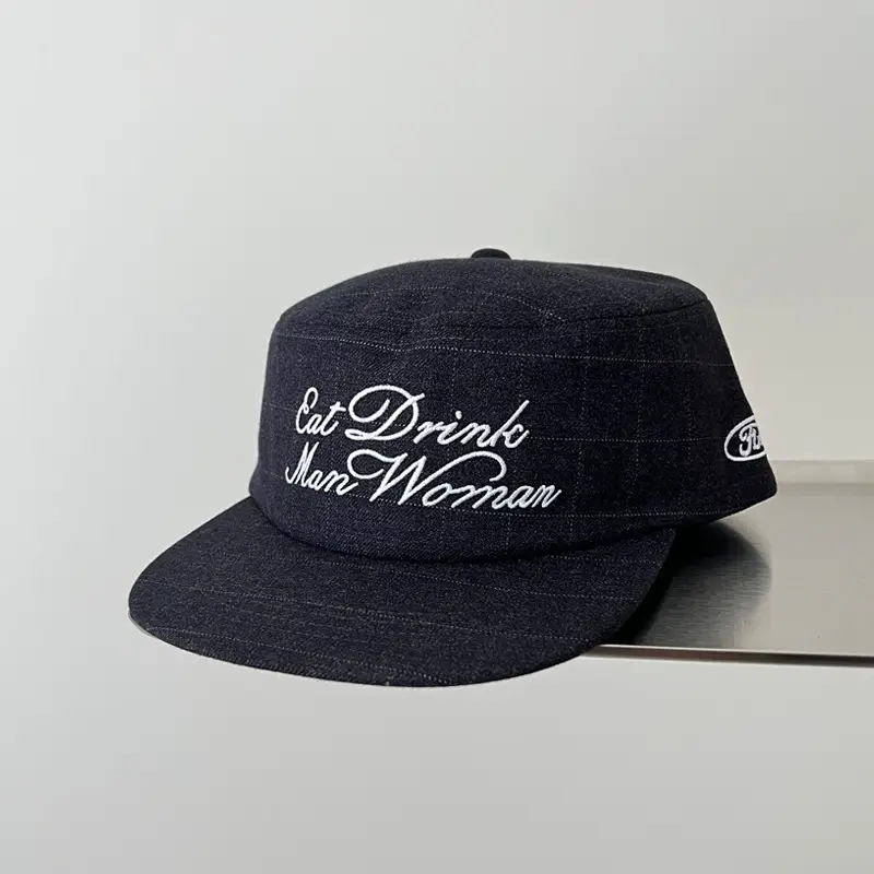 Women Embroidered Plaid Cap Autumn Winter Wide Brim - Image 5