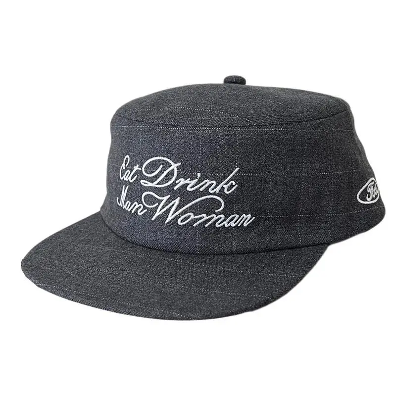Women Embroidered Plaid Cap Autumn Winter Wide Brim - Image 7