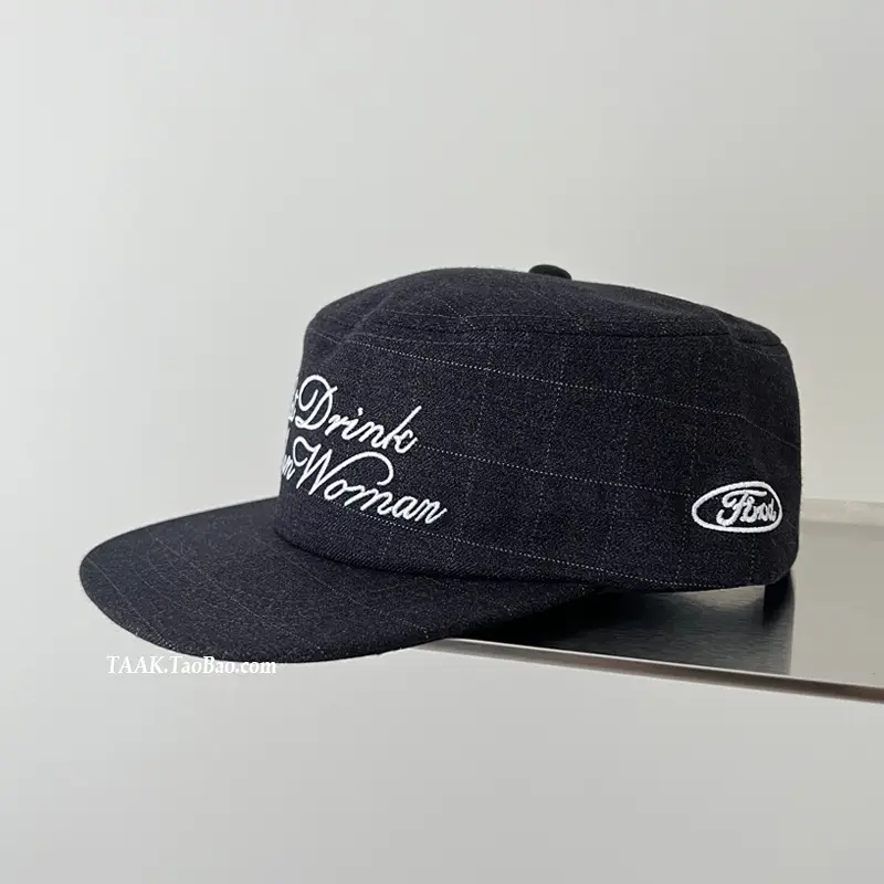 Women Embroidered Plaid Cap Autumn Winter Wide Brim — feature 3