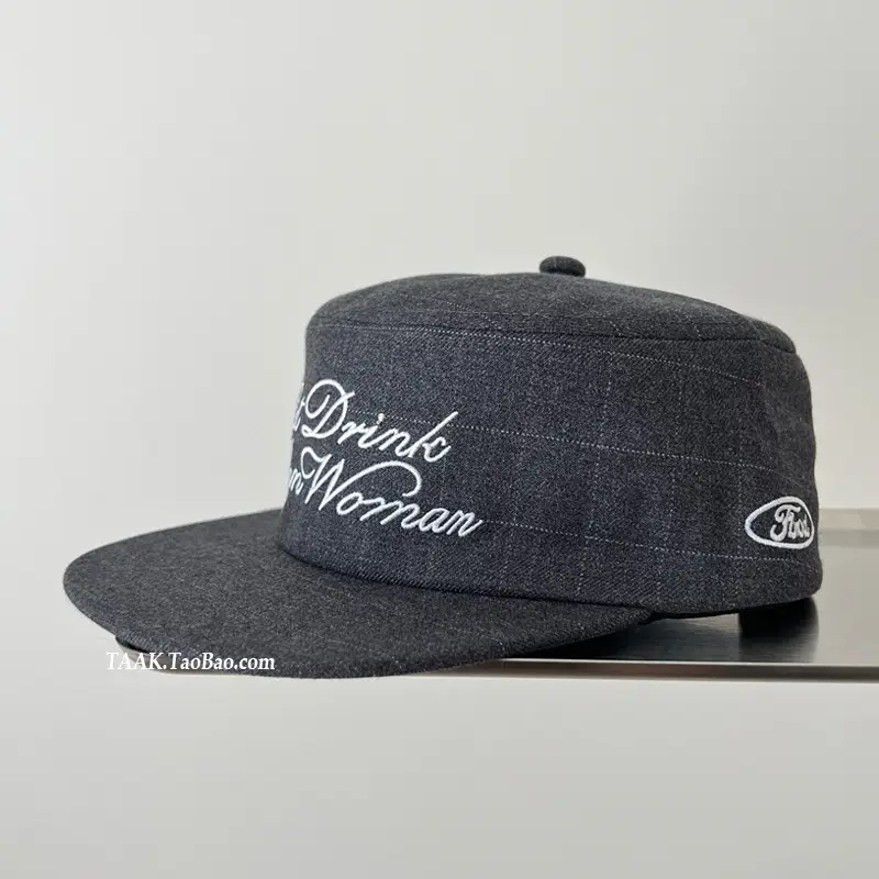 Women Embroidered Plaid Cap Autumn Winter Wide Brim — feature 5