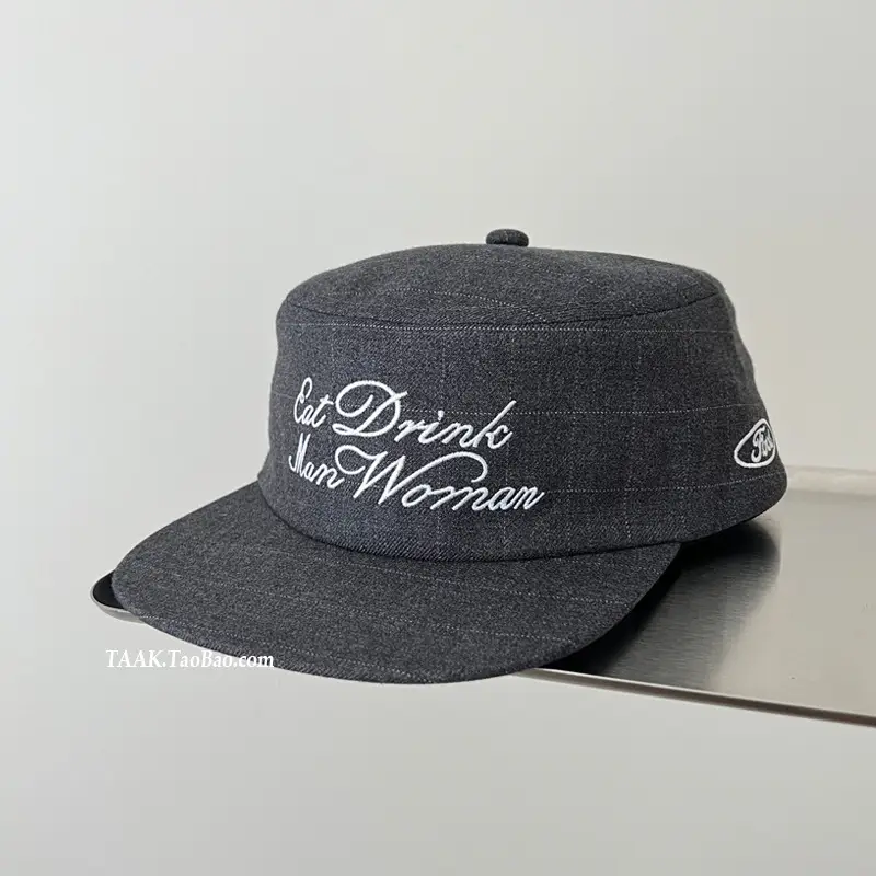 Women Embroidered Plaid Cap Autumn Winter Wide Brim - Image 2