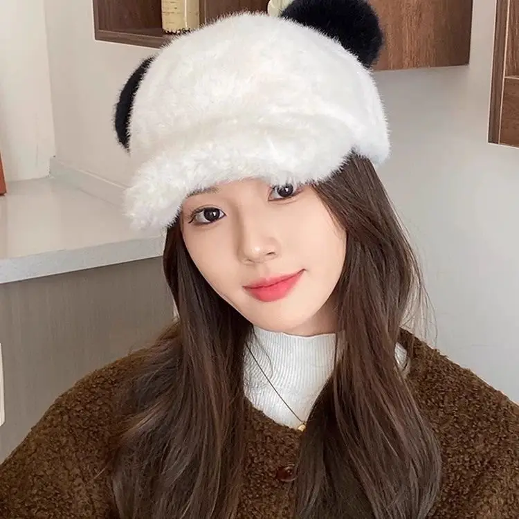 Women Mink Plush Cap Winter Warm Cute Bear Ears - Image 6
