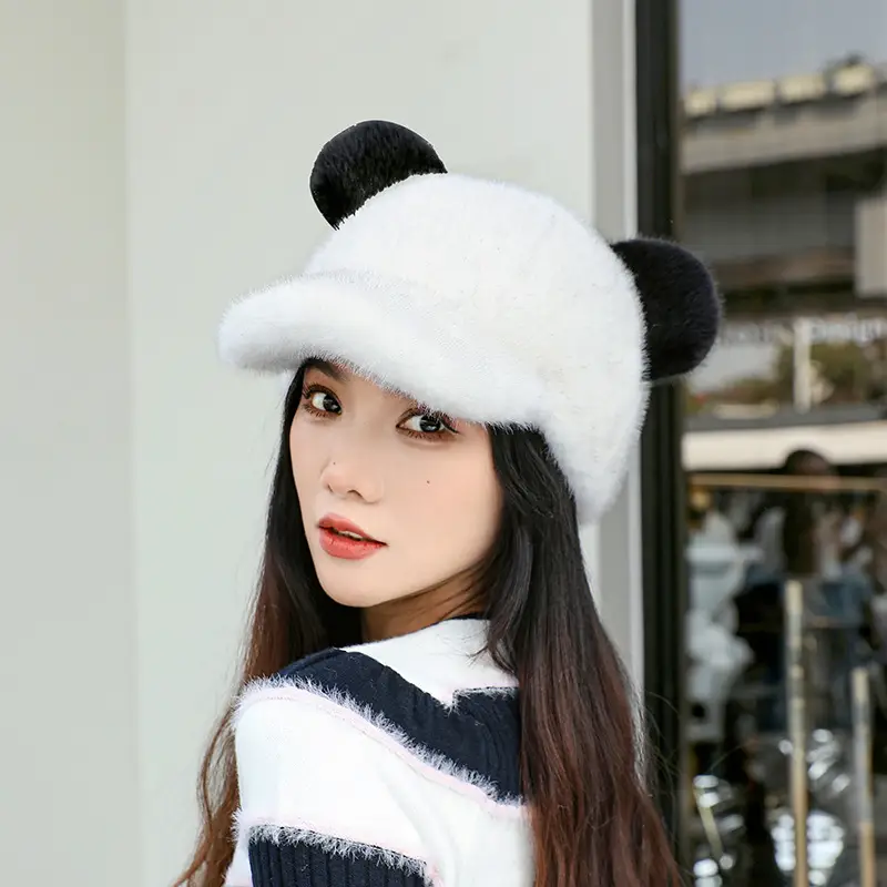 Women Mink Plush Cap Winter Warm Cute Bear Ears — feature 3