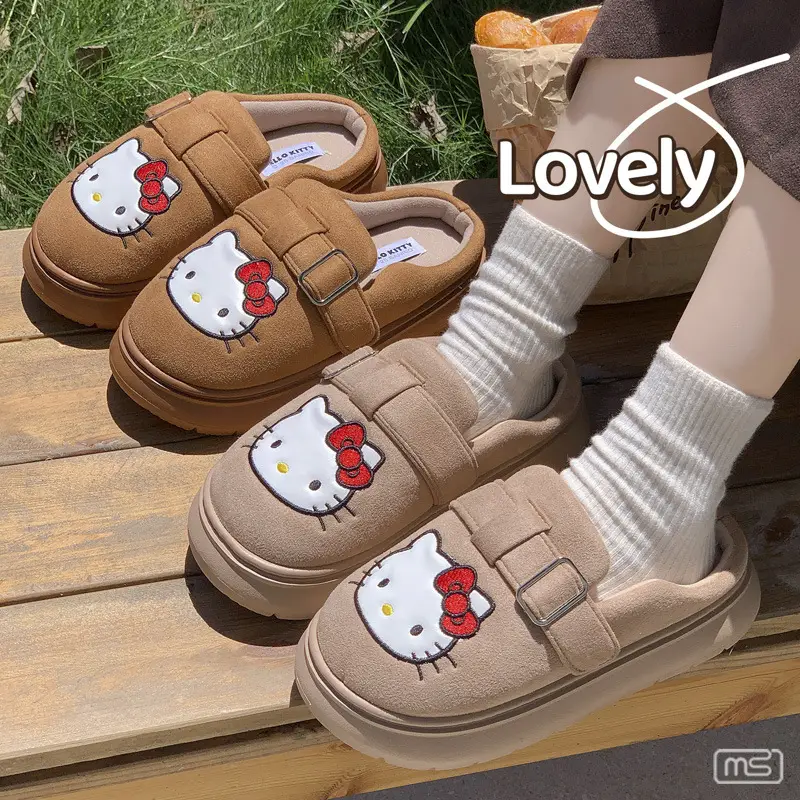 Sanrio Cotton Slippers for Women Spring, Autumn and Winter Home Indoor Home Non-Slip Thick-Soled Warm Couple Confinement Cotton Shoes - Image 5