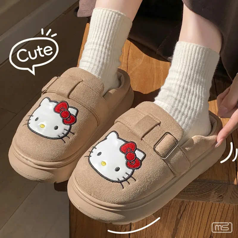 Sanrio Cotton Slippers for Women Spring, Autumn and Winter Home Indoor Home Non-Slip Thick-Soled Warm Couple Confinement Cotton Shoes - Image 6
