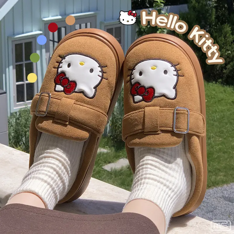 Sanrio Cotton Slippers for Women Spring, Autumn and Winter Home Indoor Home Non-Slip Thick-Soled Warm Couple Confinement Cotton Shoes - Image 7