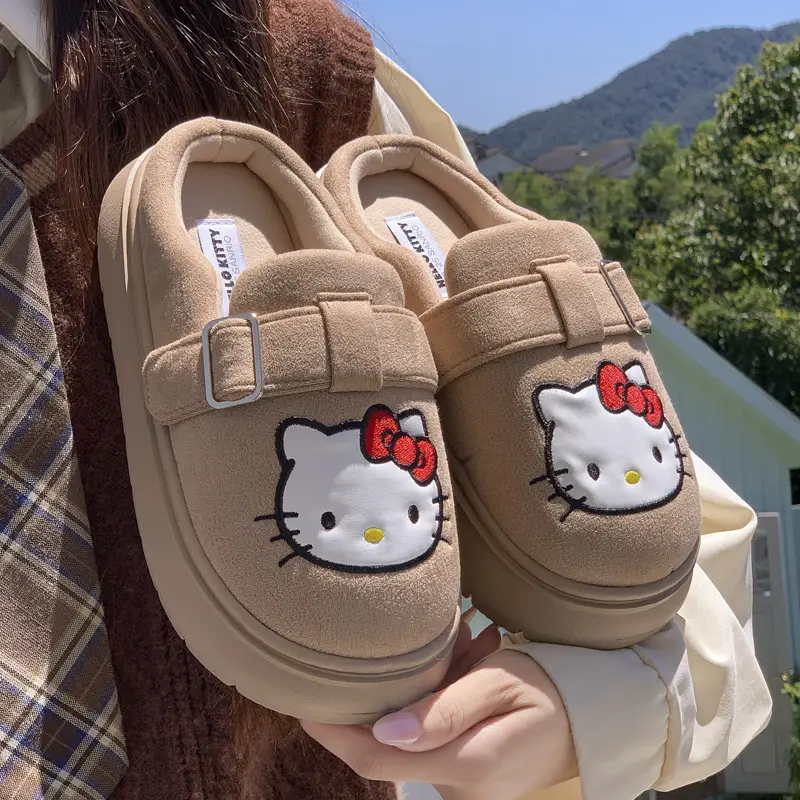 Sanrio Cotton Slippers for Women Spring, Autumn and Winter Home Indoor Home Non-Slip Thick-Soled Warm Couple Confinement Cotton Shoes - Image 2