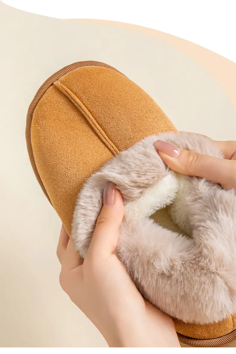 Women Warm Velvet Cotton Snow Slippers Beige — feature 8