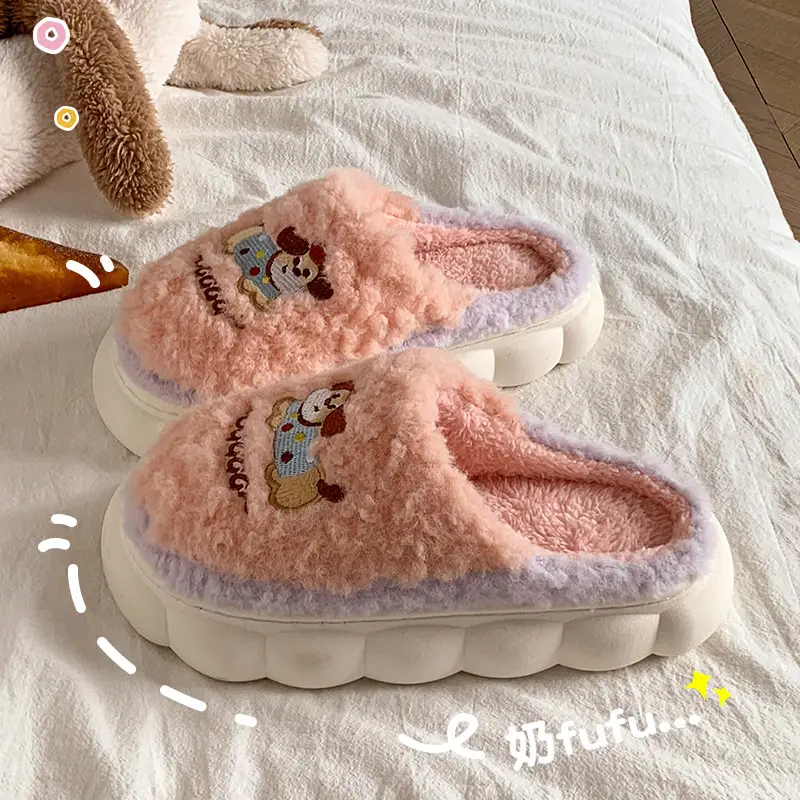 Cross-Border Export Wholesale Tk Amazon Xiyin Temujit Dropshipping Plush Autumn and Winter 2025 Cotton Slippers for Women's Home