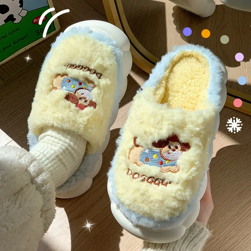 Cross-Border Export Wholesale Tk Amazon Xiyin Temujit Dropshipping Plush Autumn and Winter 2025 Cotton Slippers for Women's Home