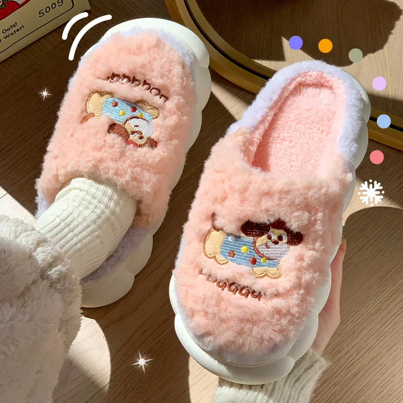 Cross-Border Export Wholesale Tk Amazon Xiyin Temujit Dropshipping Plush Autumn and Winter 2025 Cotton Slippers for Women's Home
