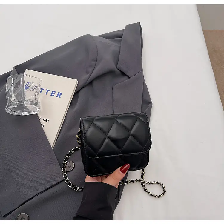 Women Quilted Gold Chain Crossbody Bag — feature 24
