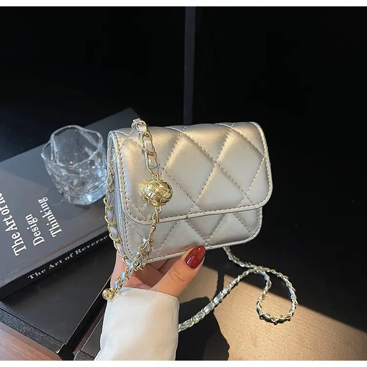 Women Quilted Gold Chain Crossbody Bag — feature 28