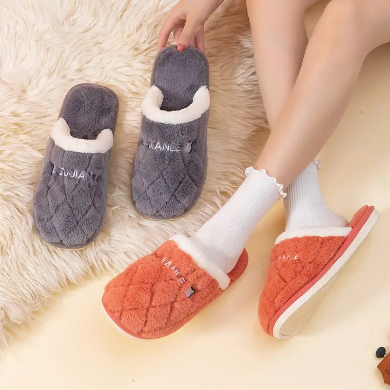 New Cotton Slippers for Women, Non-Slip, Indoor, Home, Couple, Cute Plush, Men's Fashionable Home Use, Autumn and Winter - Image 8