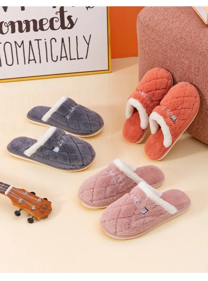 New Cotton Slippers for Women, Non-Slip, Indoor, Home, Couple, Cute Plush, Men's Fashionable Home Use, Autumn and Winter — feature 13