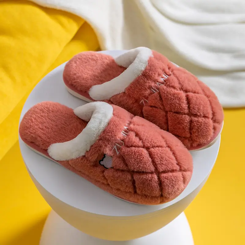 New Cotton Slippers for Women, Non-Slip, Indoor, Home, Couple, Cute Plush, Men's Fashionable Home Use, Autumn and Winter - Image 2