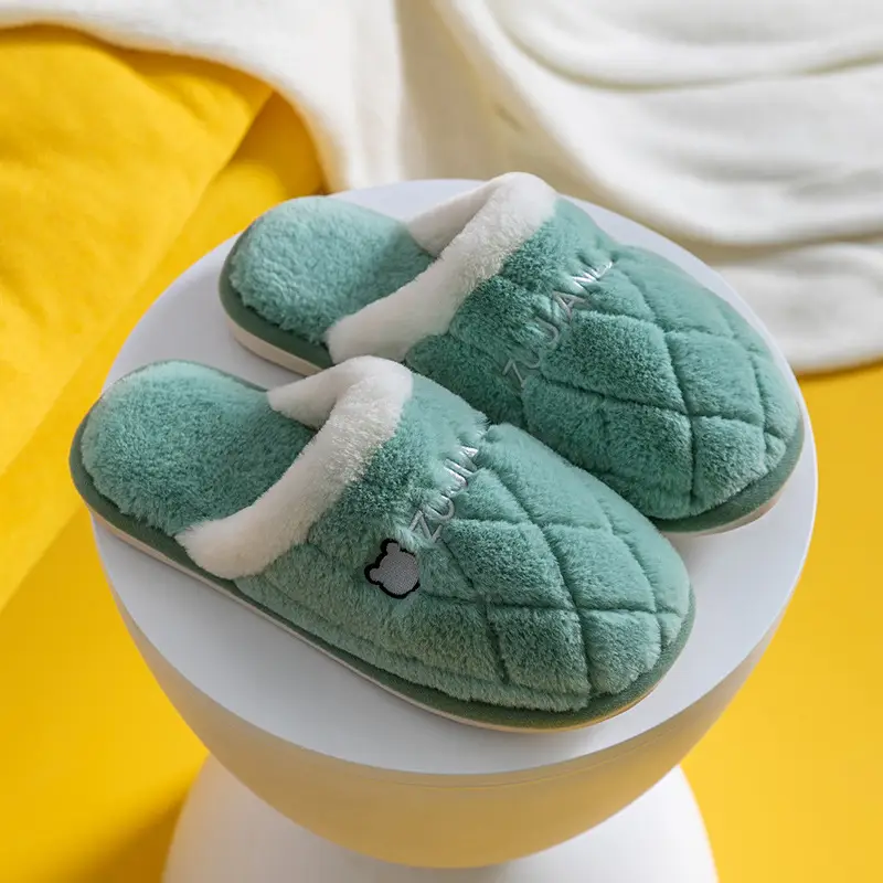 New Cotton Slippers for Women, Non-Slip, Indoor, Home, Couple, Cute Plush, Men's Fashionable Home Use, Autumn and Winter - Image 3