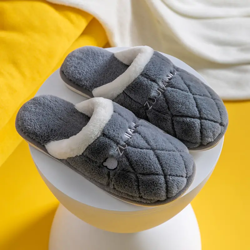 New Cotton Slippers for Women, Non-Slip, Indoor, Home, Couple, Cute Plush, Men's Fashionable Home Use, Autumn and Winter - Image 4
