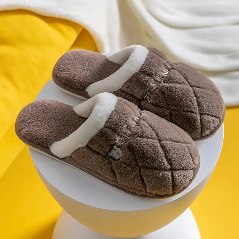New Cotton Slippers for Women, Non-Slip, Indoor, Home, Couple, Cute Plush, Men's Fashionable Home Use, Autumn and Winter - Image 5