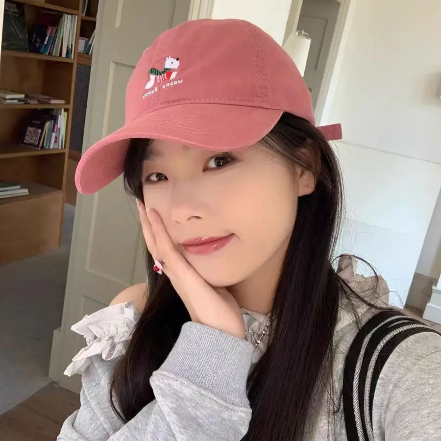 Women Pink Embroidered Baseball Cap with Duckbill Design - Image 10