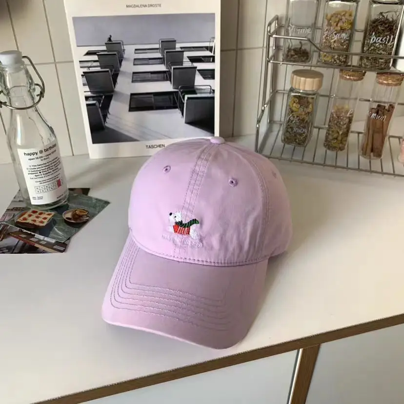 Women Pink Embroidered Baseball Cap with Duckbill Design - Image 6