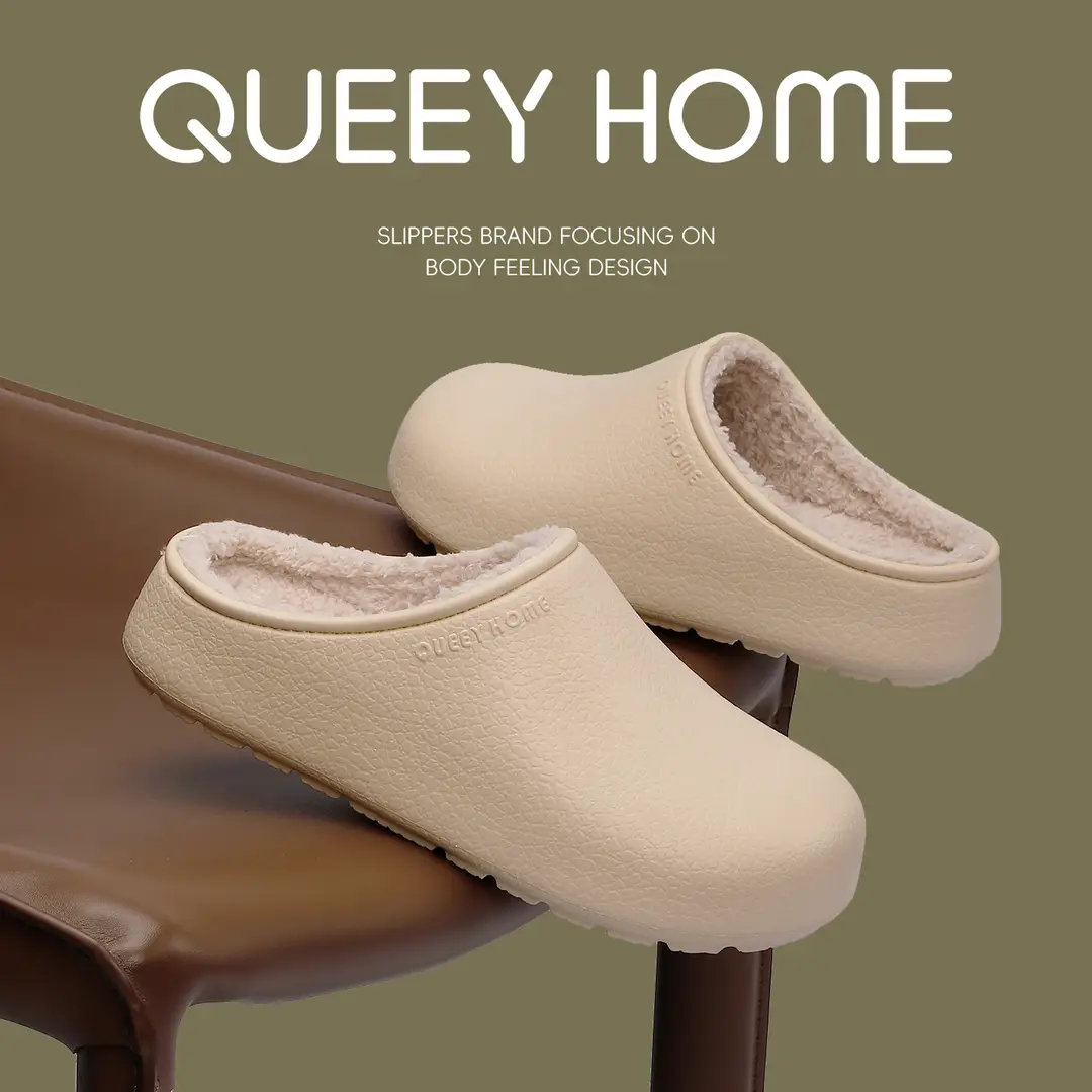 Cotton Slippers with Plush Lining, Closed-Toe, Women's New Style, Non-Slip, Waterproof, Antibacterial Birkenstock-Style Cotton Slippers for Outdoor Wear, Warm for Autumn and Winter - Image 6