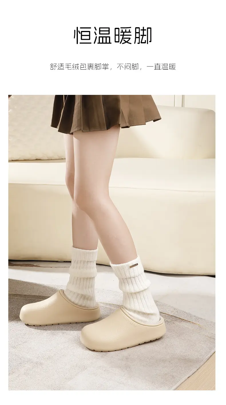 Cotton Slippers with Plush Lining, Closed-Toe, Women's New Style, Non-Slip, Waterproof, Antibacterial Birkenstock-Style Cotton Slippers for Outdoor Wear, Warm for Autumn and Winter — feature 3