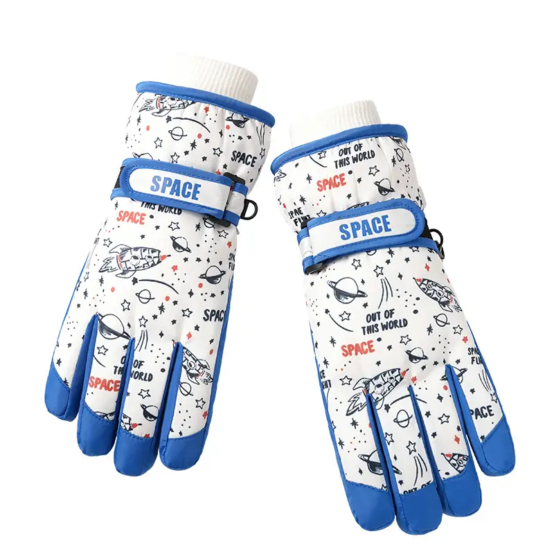 Children's Ski Gloves Winter Outdoor Warm Cycling Waterproof Windproof Wear-Resistant Warm Gloves for Kidsren Aged 7-14