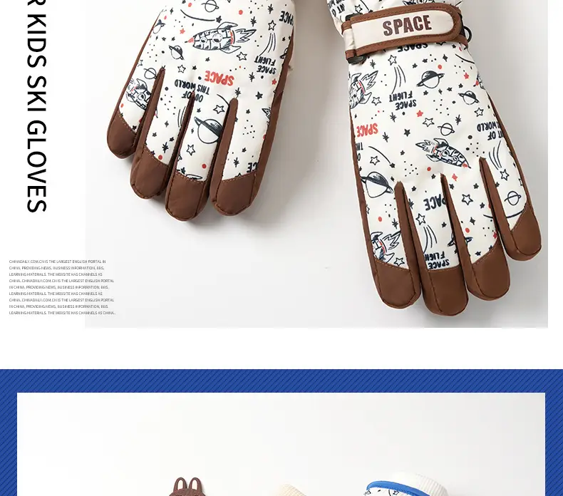 Children's Ski Gloves Winter Outdoor Warm Cycling Waterproof Windproof Wear-Resistant Warm Gloves for Kidsren Aged 7-14 — feature 22