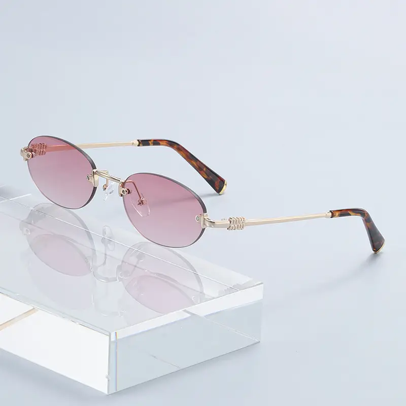 2026 Oval Rimless Sunglasses European American Retro Trendy Street Style - Image 8