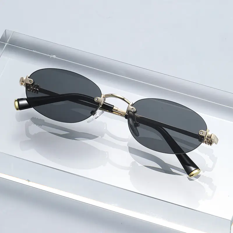 2026 Oval Rimless Sunglasses European American Retro Trendy Street Style - Image 10
