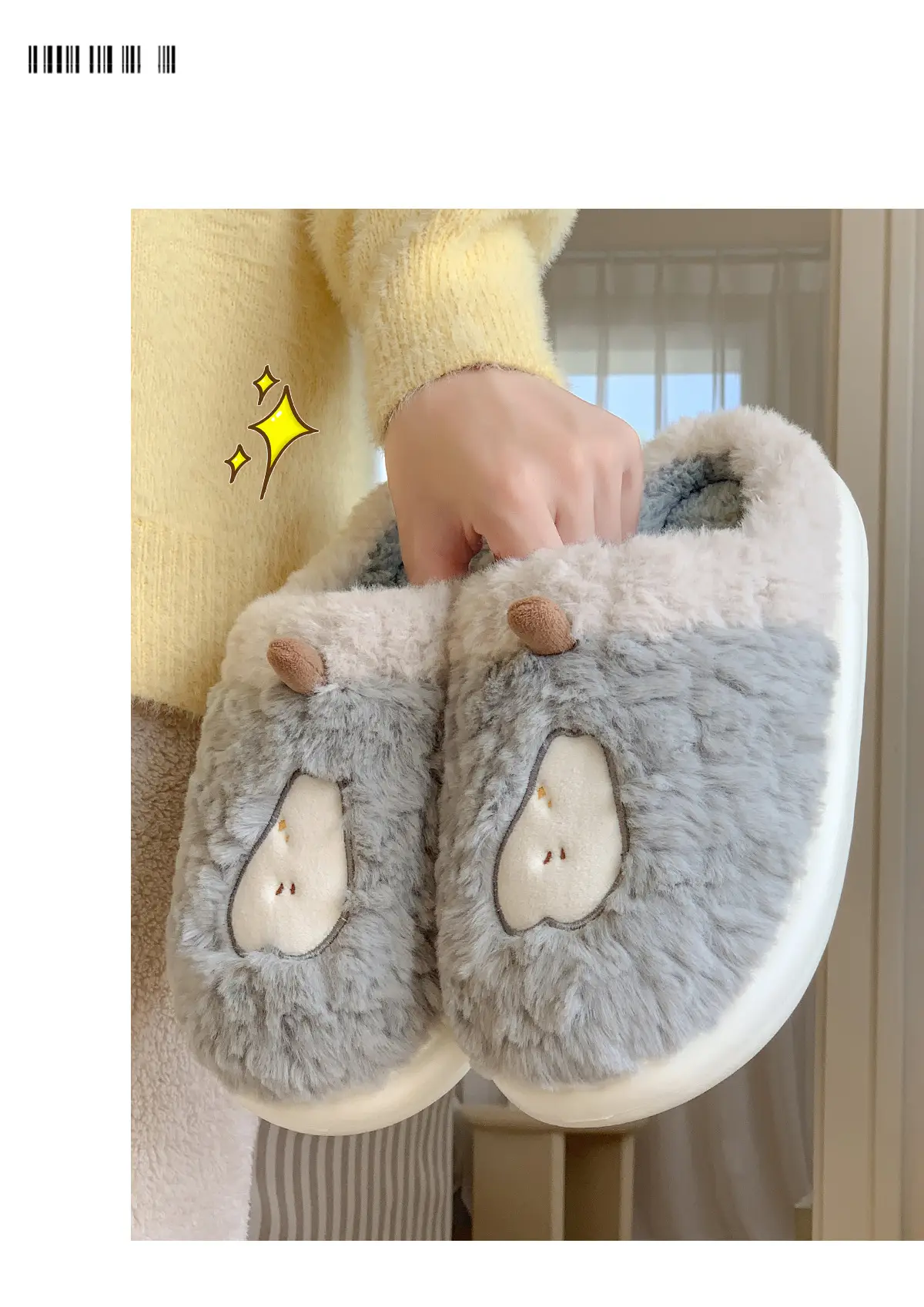 Women Pink Plush Bow Slippers Winter Warm Indoor — feature 15