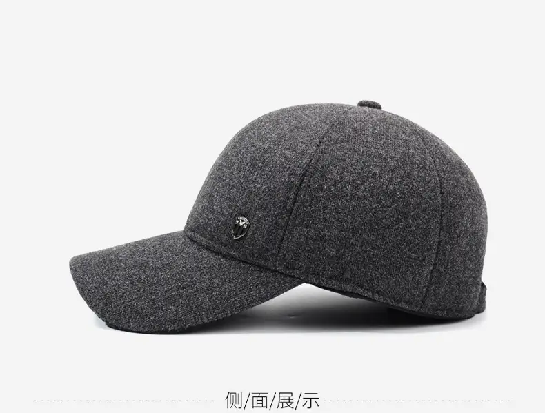 Men Woolen Winter Cap with Ear Protection Black — feature 10