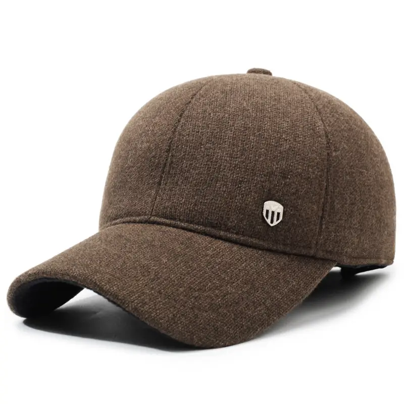 Men Woolen Winter Cap with Ear Protection Black - Image 3