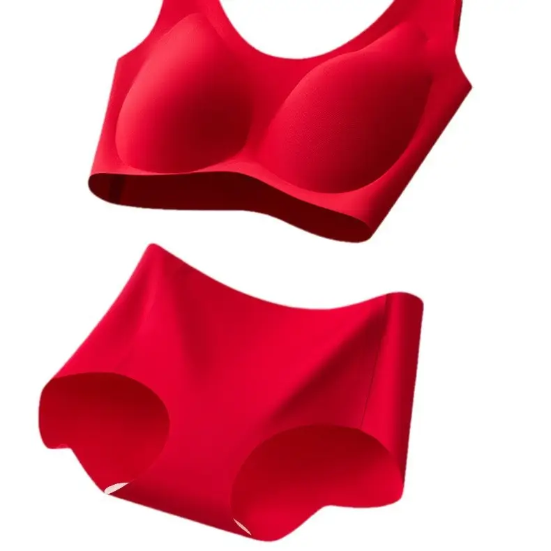 Zodiac Year Big Red Intimates Women's Suit Bride Wedding Seamless Push-Up Support Soft Wide Shoulder Gift Box
