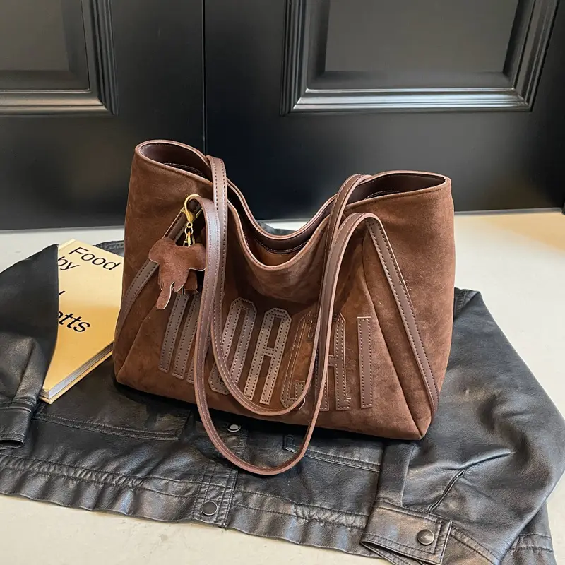 Women's Large Capacity Shoulder Bag Tan Leather 2025 - Image 5
