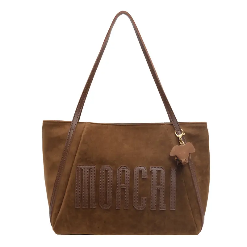 Women's Large Capacity Shoulder Bag Tan Leather 2025 - Image 3