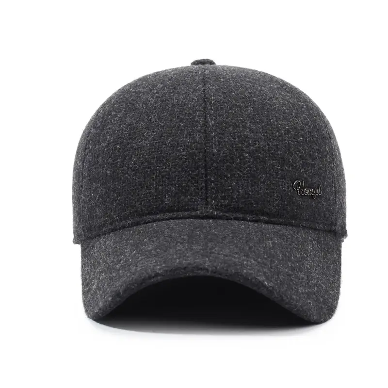 Men Winter Wool Cap Black Warm Baseball
