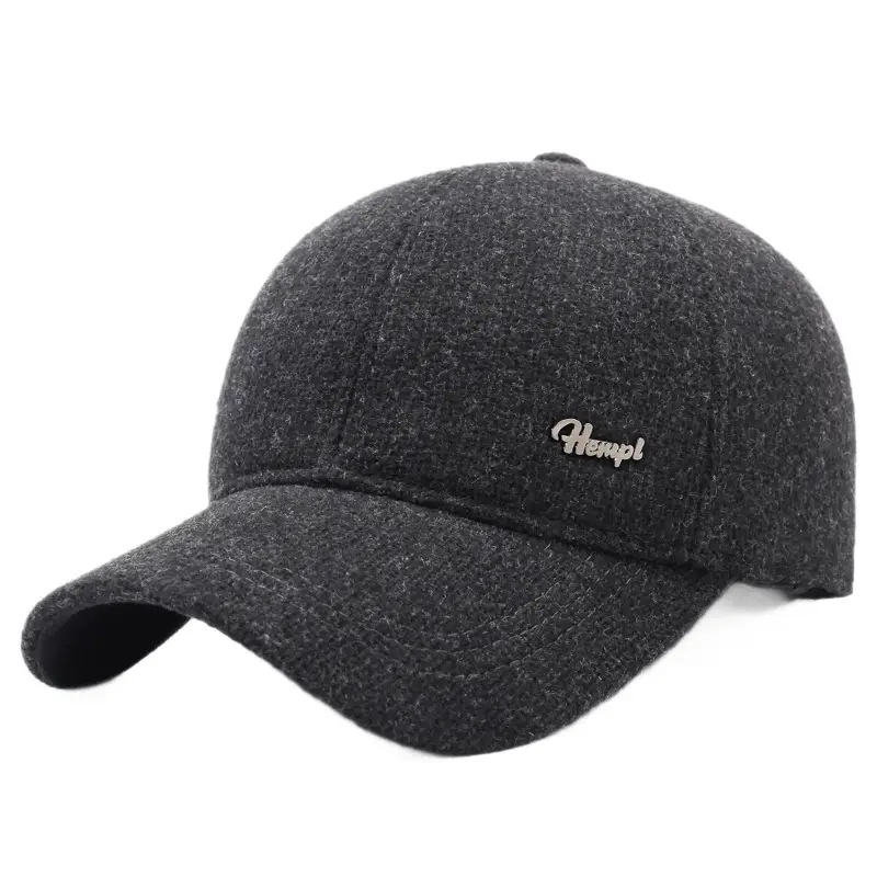 Men Winter Wool Cap Black Warm Baseball