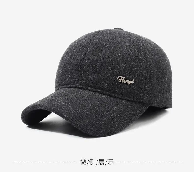Men Winter Wool Cap Black Warm Baseball — feature 9