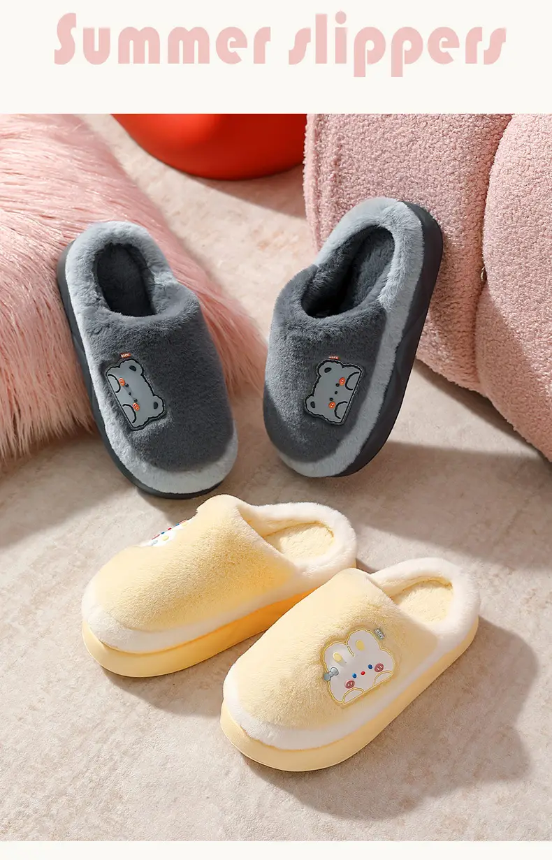 Cotton Slippers for Women in Autumn and Winter, Cute Puppy Plush Slippers, Indoor Home, Warm, Household, Non-Slip, Thick-Soled Couple — feature 5
